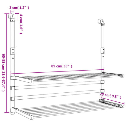 Séchoir à linge pour balcon en aluminium