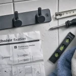 Porte manteau pour salle de bain noir, fixation murale sur carrelage