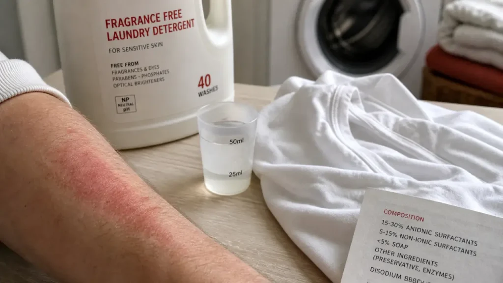 Allergie lessive : distinguer l’allergie de contact, l’irritation et les résidus sur le linge