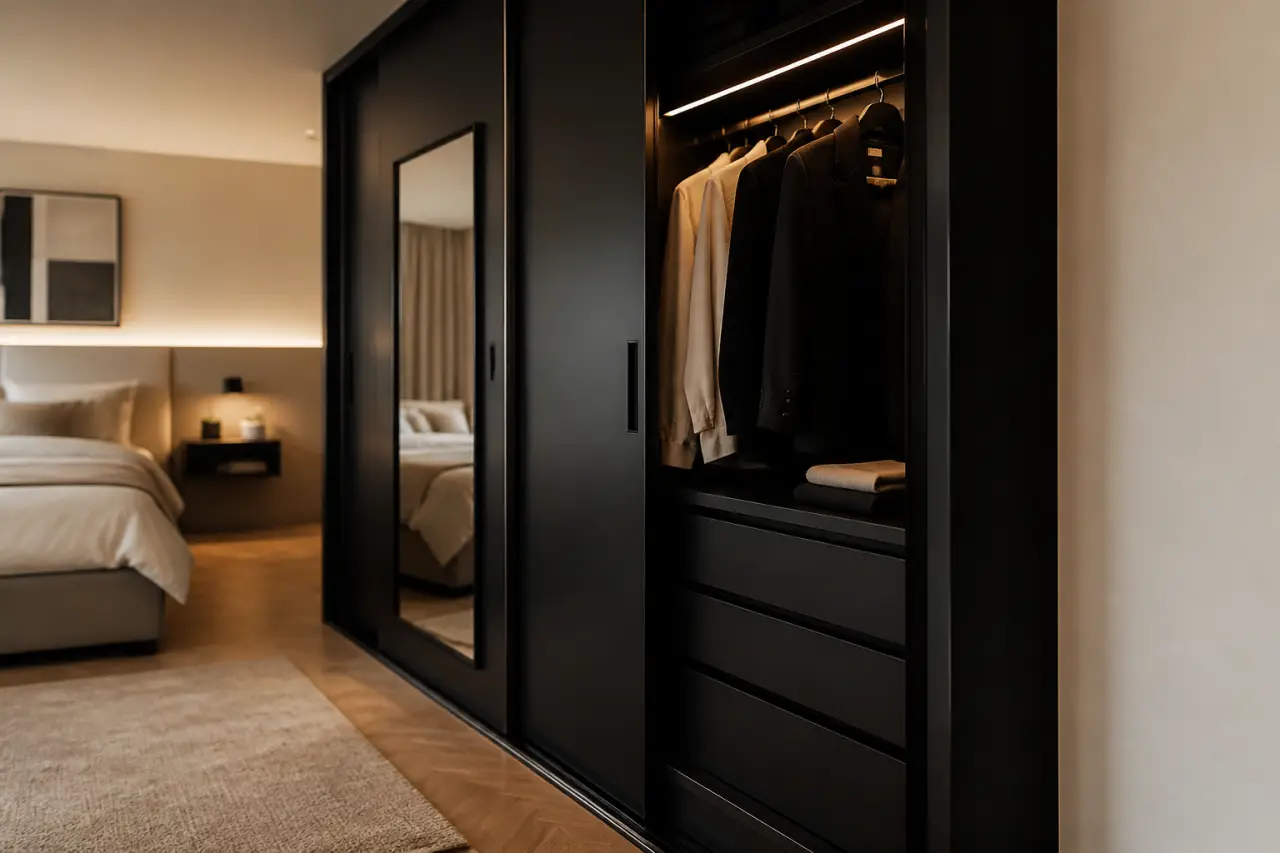 Dressing noir mat avec miroir ou LED