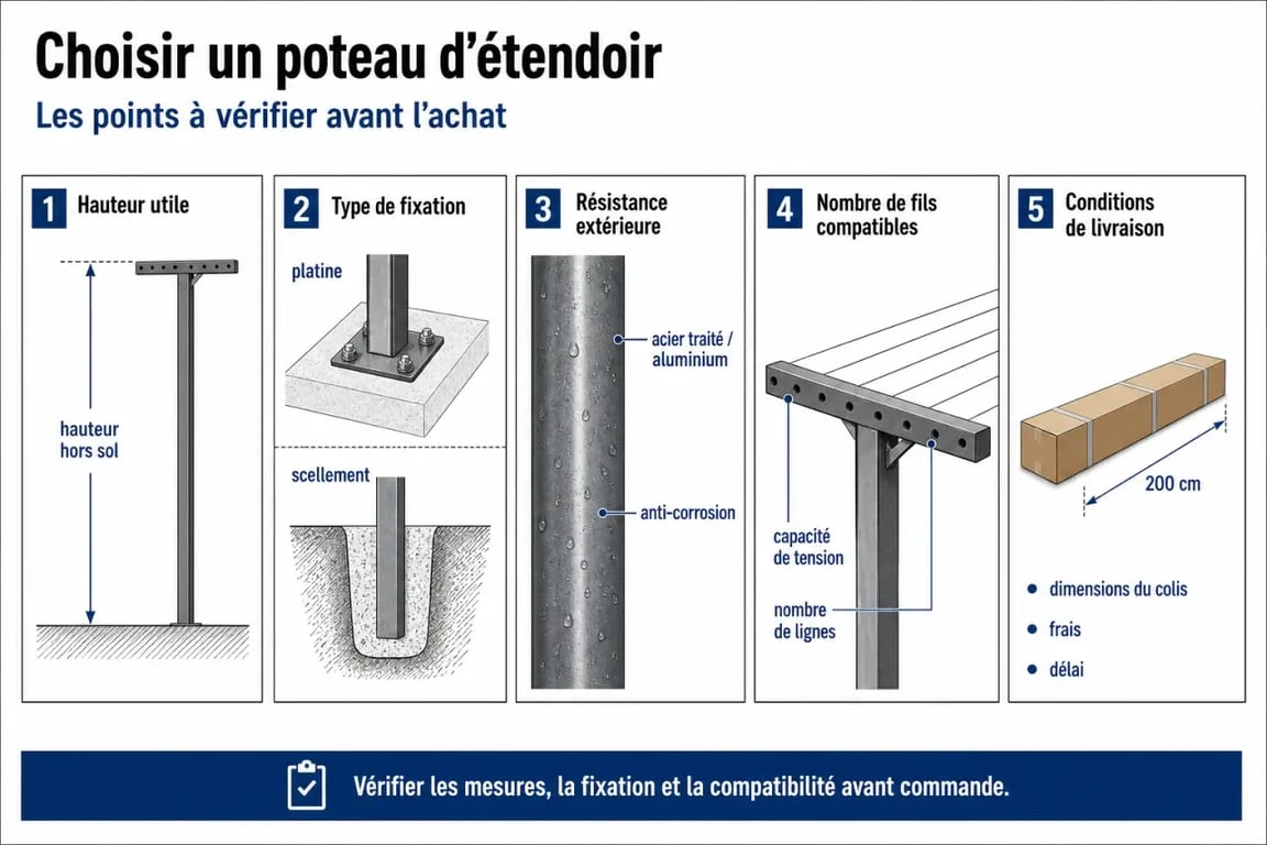 Poteau pour étendoir à linge : éléments à vérifier avant l'achat et l'installation