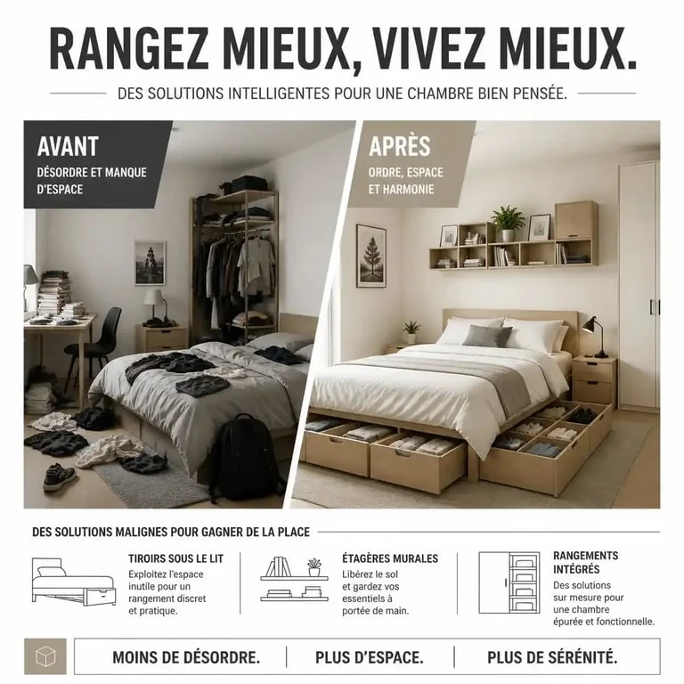 Optimisation d'espace pour une chambre et rangement efficace
