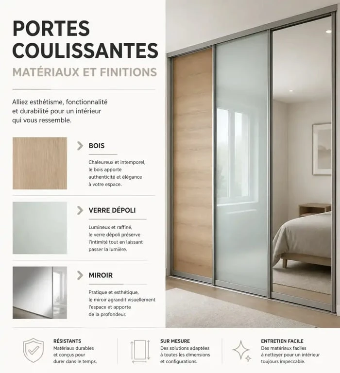 Différents matériaux pour portes de placard coulissant