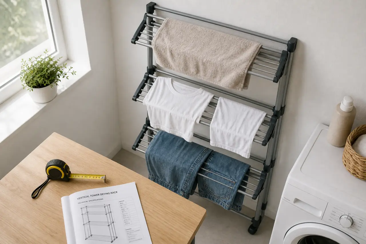 ÉTENDOIR À LINGE TOUR avec 3 niveaux : vêtements secs sans envahir la pièce