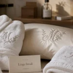 Linge de maison personnalisé broderie monogramme en salle de bain