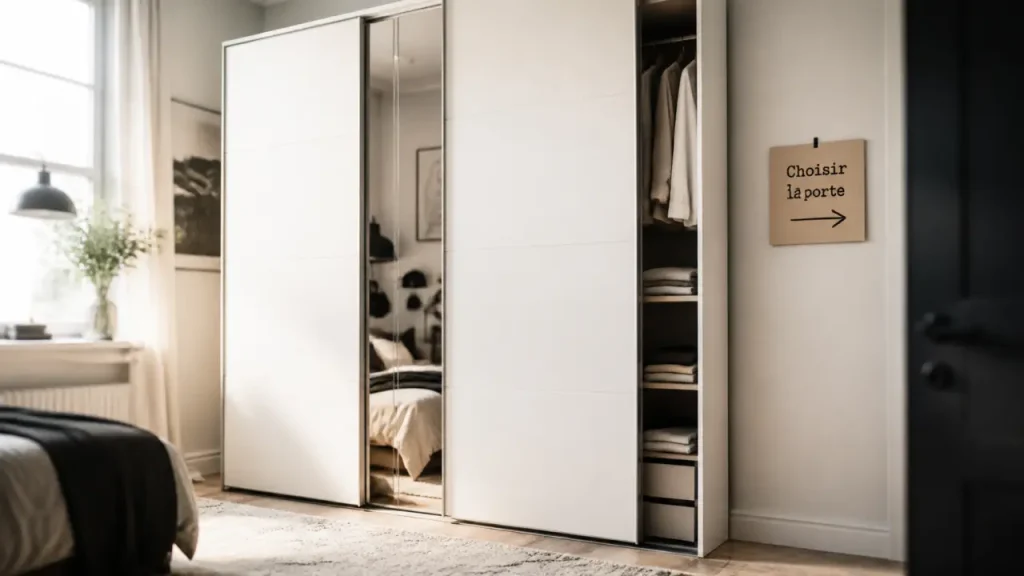 Porte dressing IKEA : coulissante pour gagner de la place, battante pour voir tout le rangement