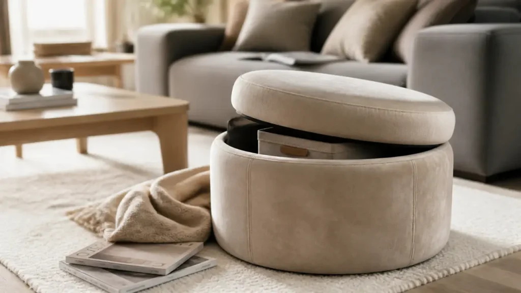 Pouf à rangement : choisir le bon format, la bonne matière et la bonne pièce