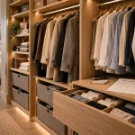 amenagement placard : vue intérieure avec rangement optimisé