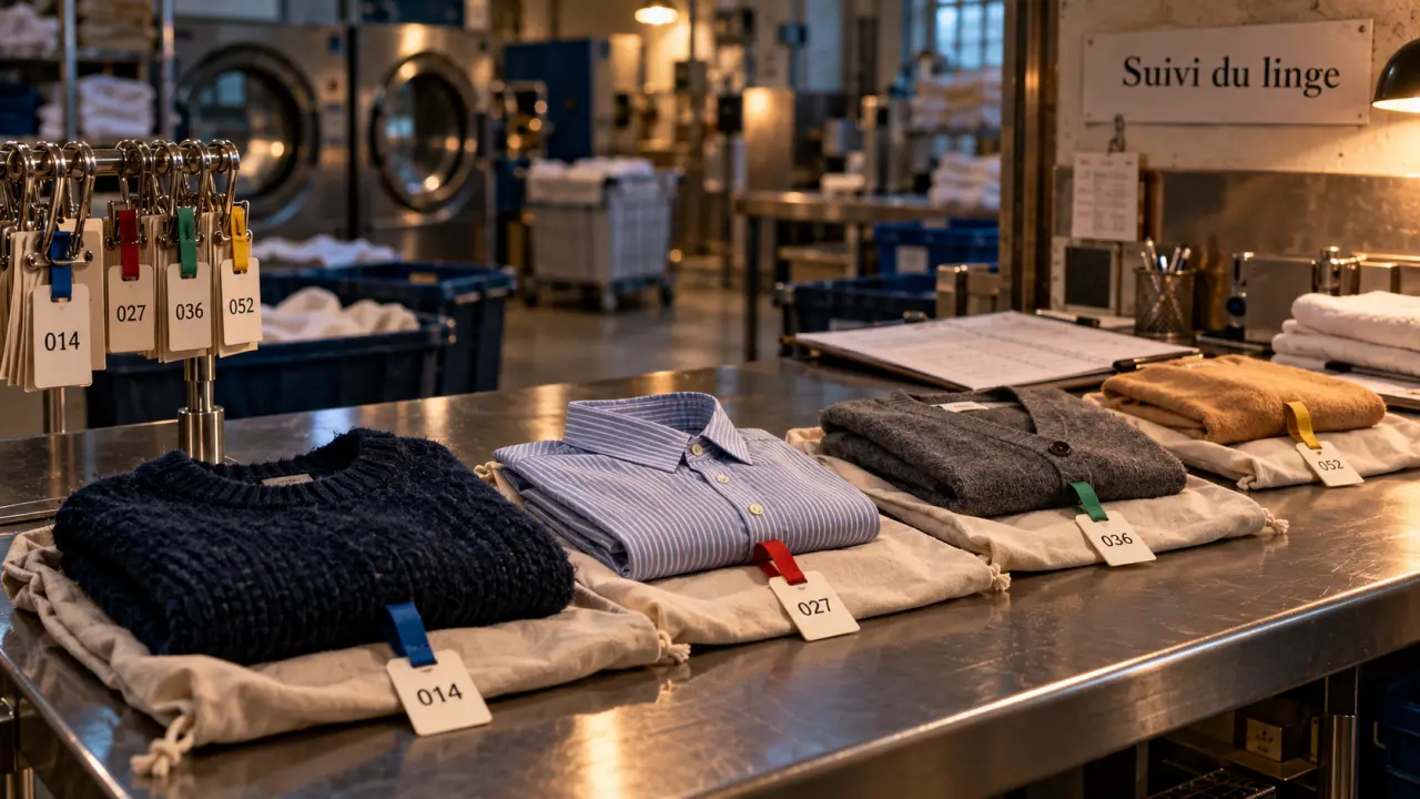 Bulle de linge : linge personnel des résidents trié en blanchisserie