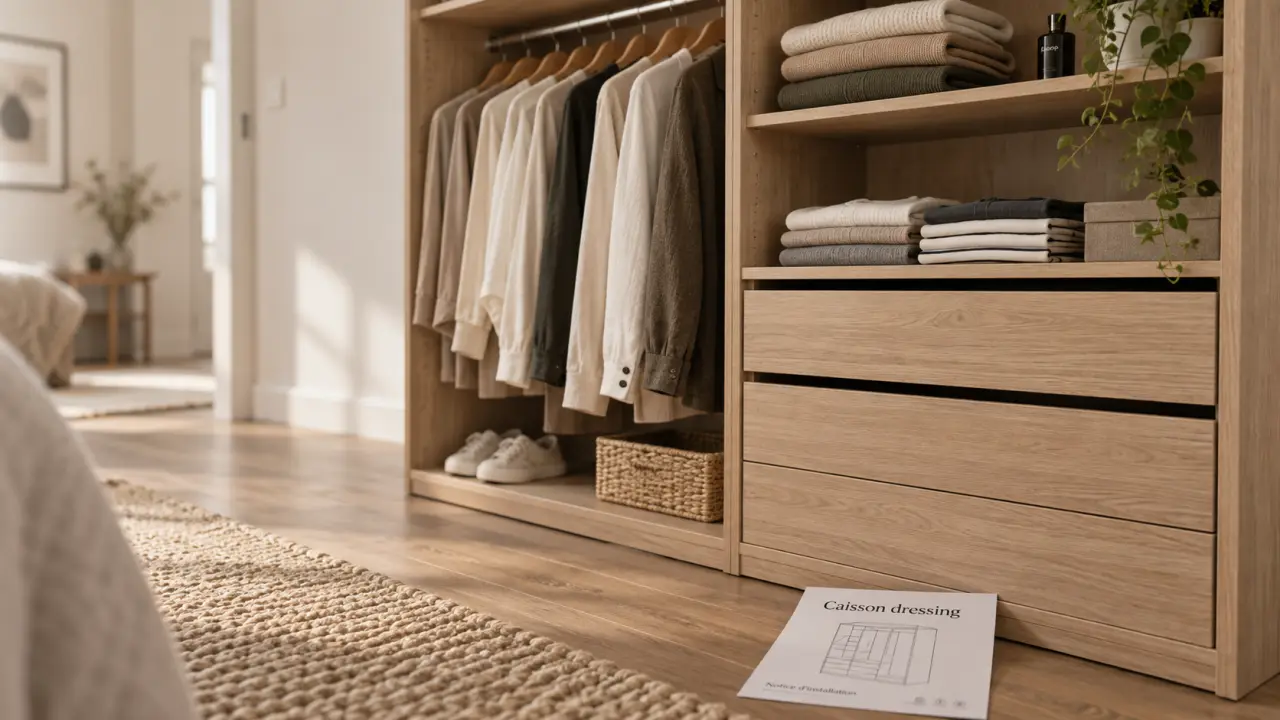Caisson dressing pour rangement, profondeur optimisée
