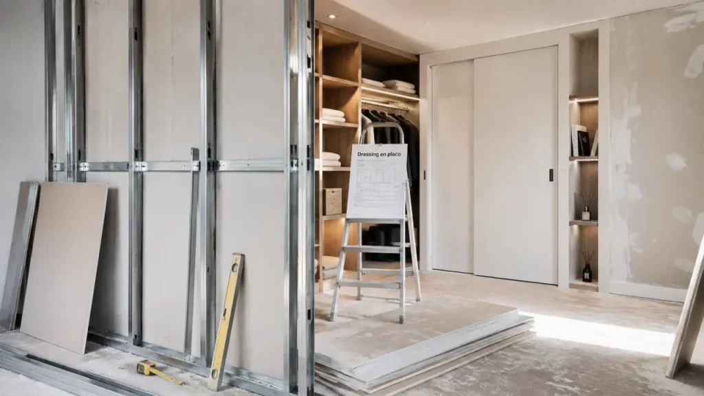 Dressing placo sous pente, sous escalier ou en combles : où il fait vraiment la différence
