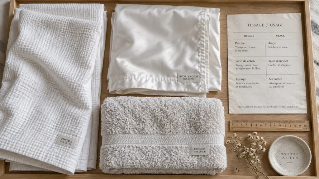 Le linge de maison en coton se choisit selon le tissage, le grammage et l’usage