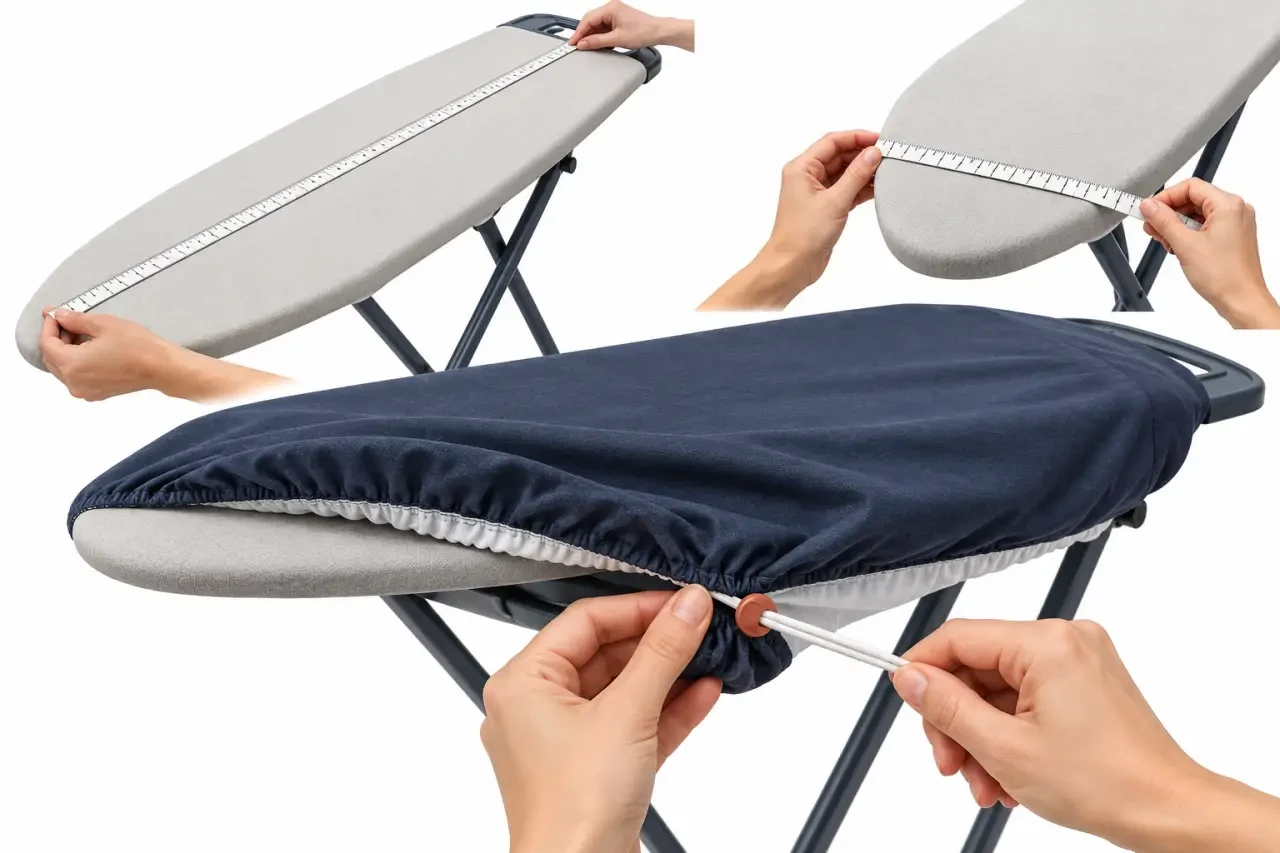 Mesurer et installer une housse table à repasser avec un cordon de serrage