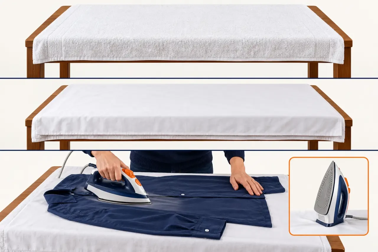 Comment repasser sans table à repasser avec une surface protégée et une serviette en coton