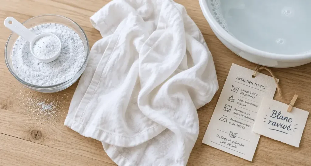 Linge blanc jauni ou grisé : raviver sans monter systématiquement à 60 °C