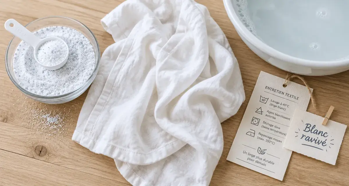 Linge blanc jauni ravivé au percarbonate sans 60°C